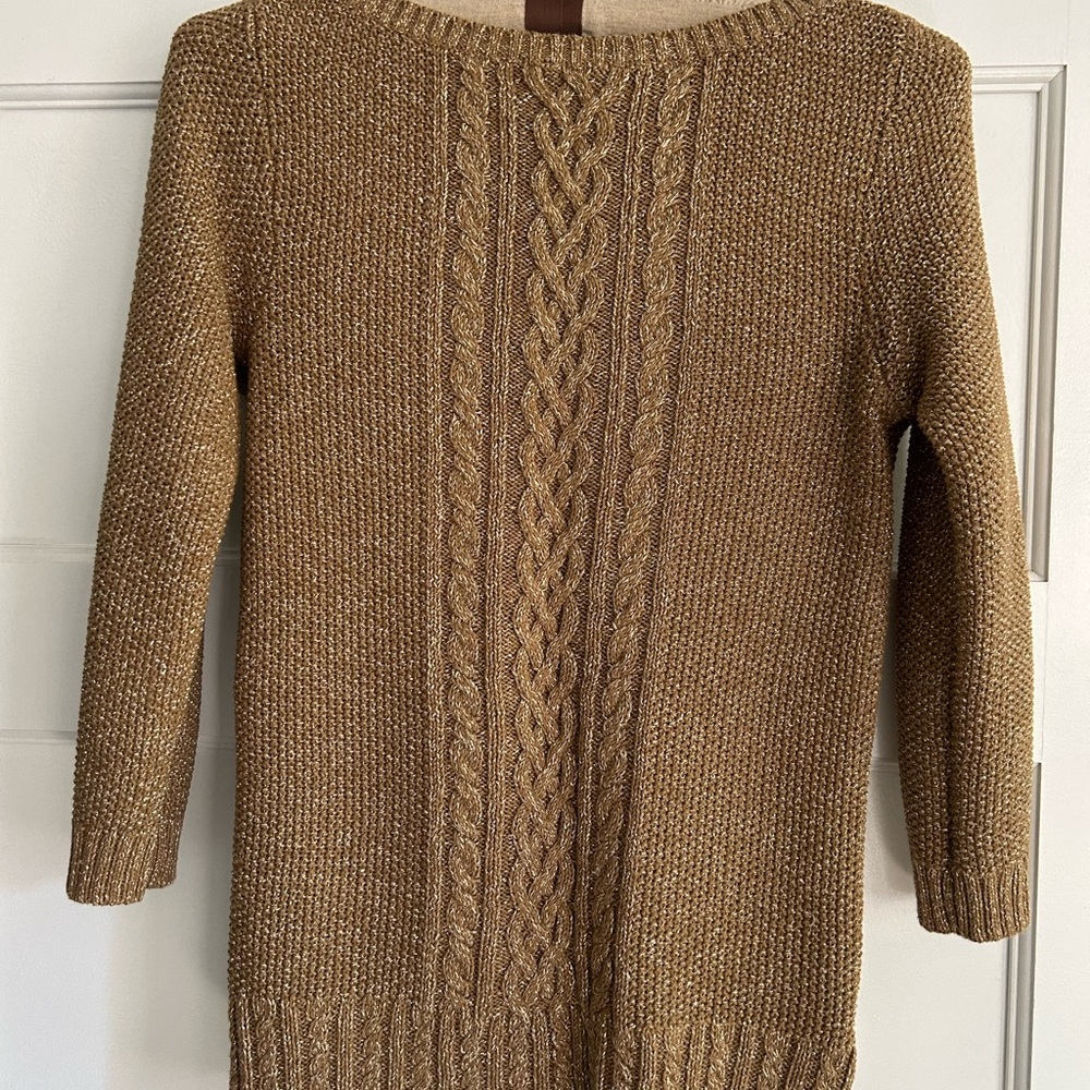 Ralph Lauren Tan & Gold Cable Knit Sweater